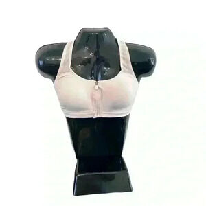 Womens Sports Bra by Half Moon Size XL Blush Pink Front Closure Zipper Racerback